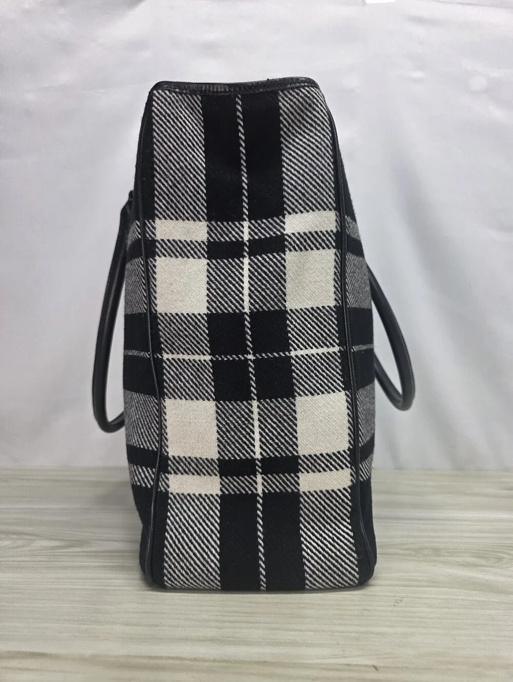 Banana Republic Black and White Plaid Structured Tote